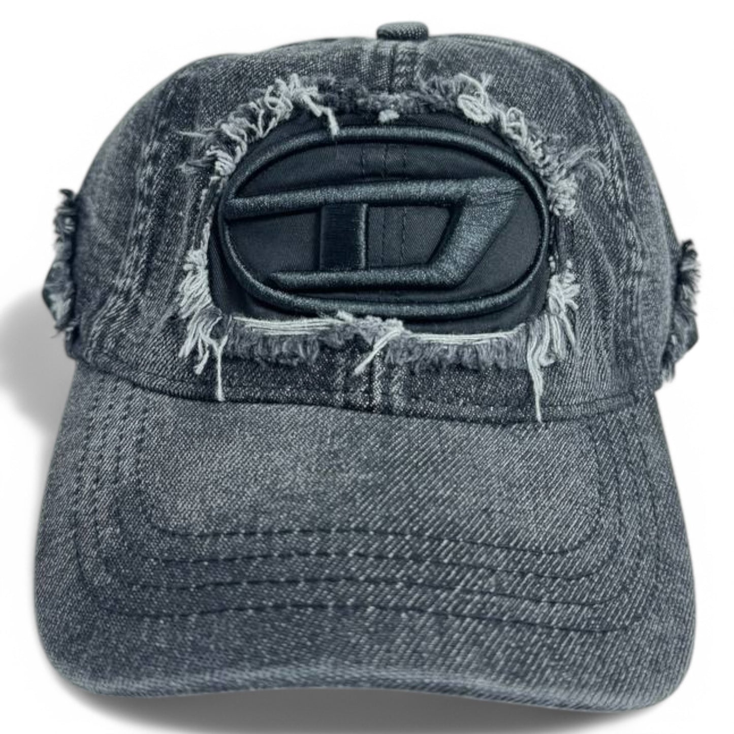 Distressed Denim Cap with Diesel Patch