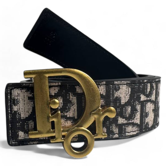 Dior Signature Canvas Belt with Gold Buckle