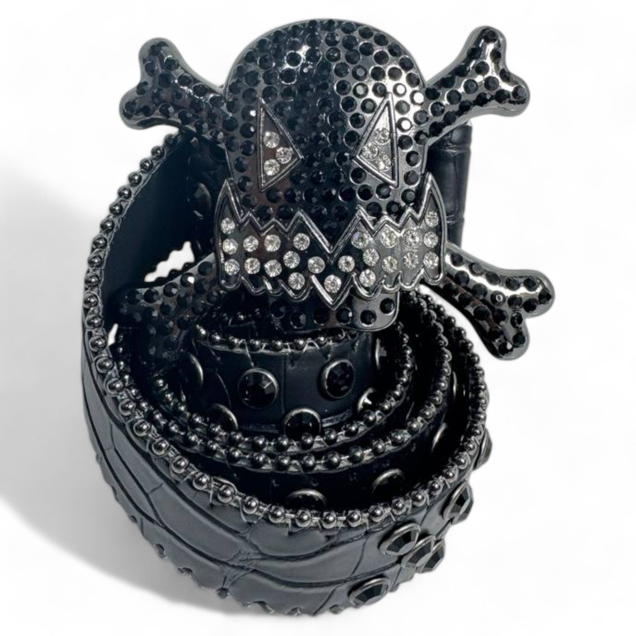 Black Skull & Crossbones Crystal Belt