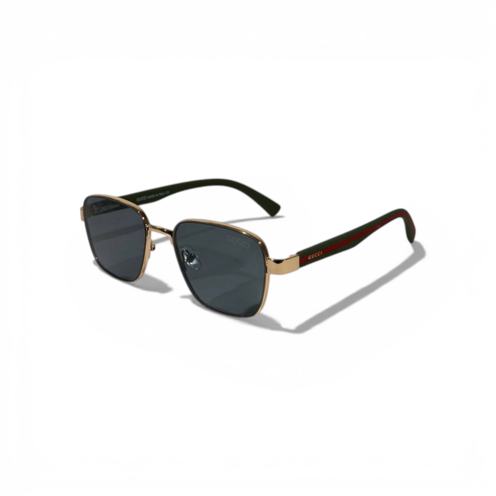 GUCCI Gold Square Sunglasses with Web Stripe Temples 🕶️✨