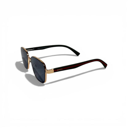 GUCCI Gold Square Sunglasses with Web Stripe Temples 🕶️✨