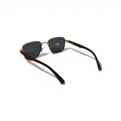 GUCCI Gold Square Sunglasses with Web Stripe Temples 🕶️✨