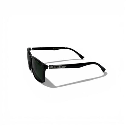 Persol Black Rectangular Sunglasses – Green Lens Edition 🕶️🟢