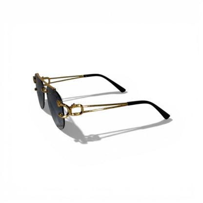 Roberto Cavalli Rimless Aviator Sunglasses – Gold & Blue Gradient Edition ✨🕶️