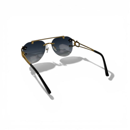 Roberto Cavalli Rimless Aviator Sunglasses – Gold & Blue Gradient Edition ✨🕶️