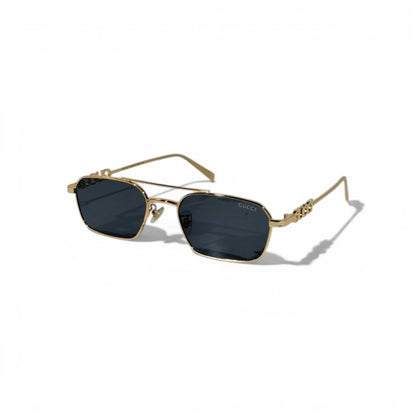 Gucci Rectangular Gold Sunglasses – Blue Lens Edition ✨🕶️