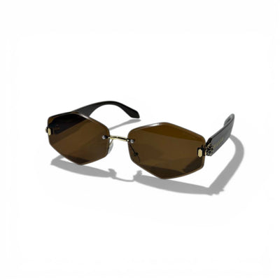 Bvlgari Rimless Geometric Sunglasses – Brown Crystal Edition 🤎🕶️