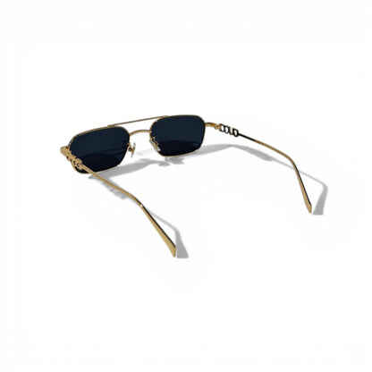 Gucci Rectangular Gold Sunglasses – Blue Lens Edition ✨🕶️