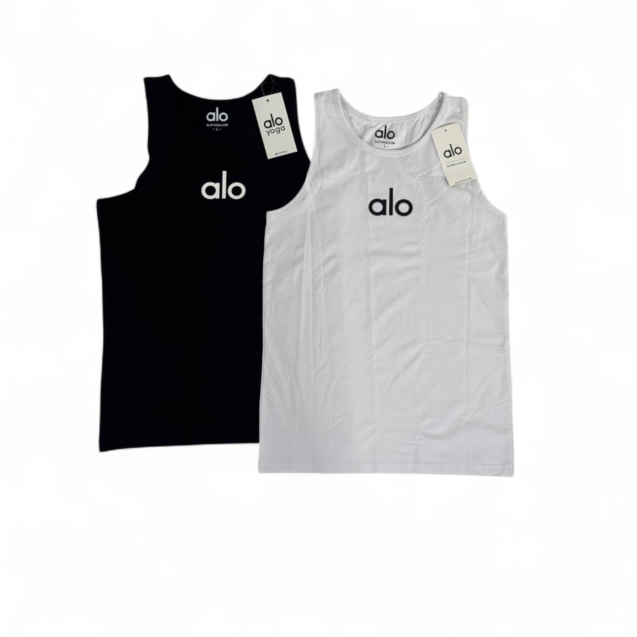 ⚪⚫ Alo Yoga Logo Tank Top Set (Black & White) – Unisex Activewear