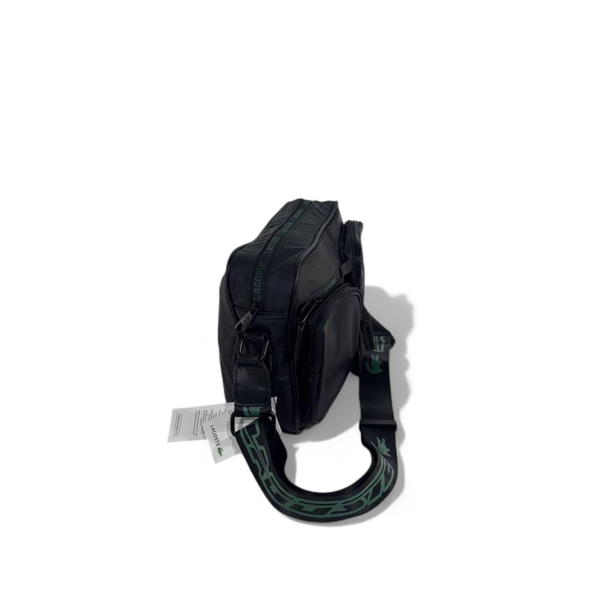 🖤 Lacoste Black Crossbody Bag with Green Logo – Unisex Sporty Style