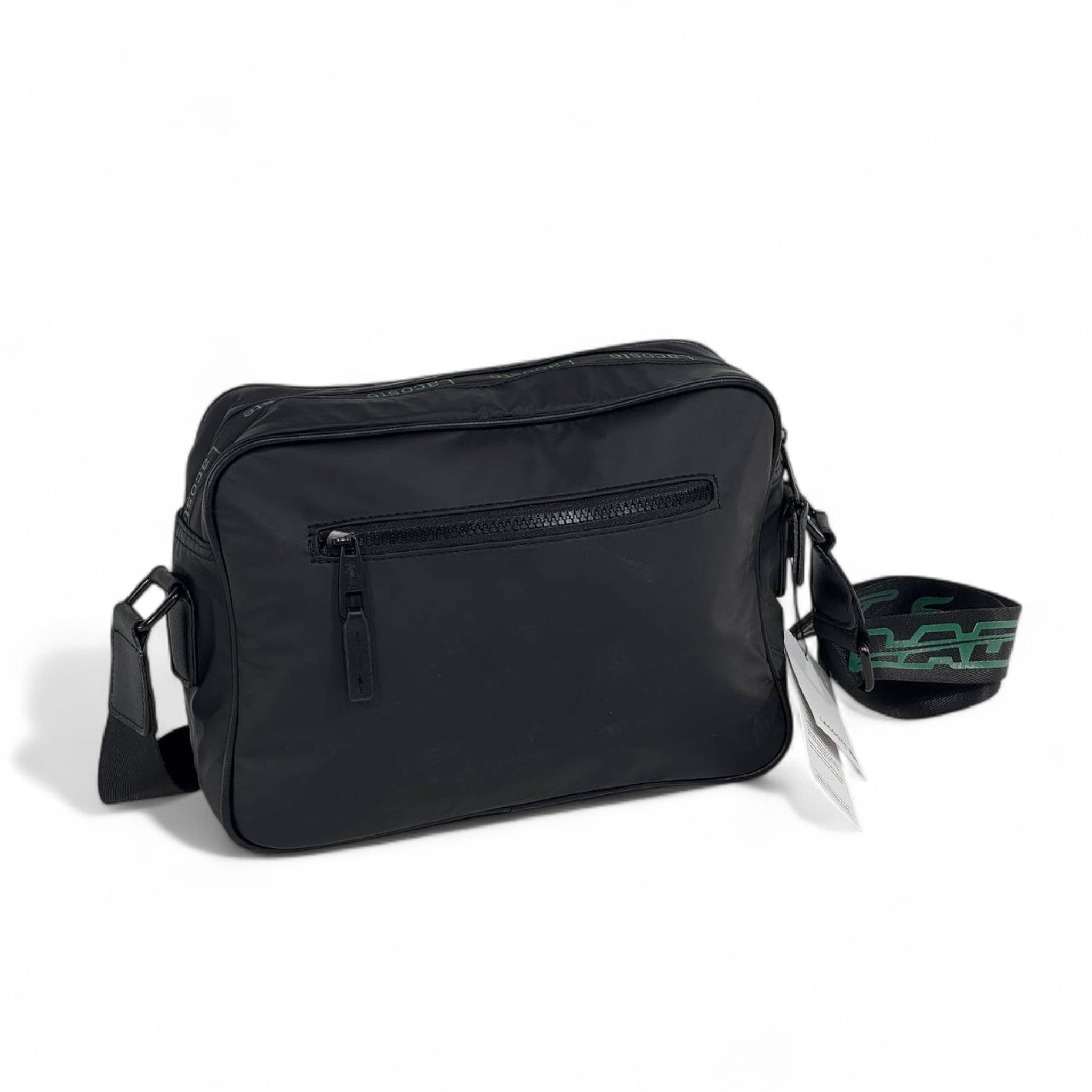 🖤 Lacoste Black Crossbody Bag with Green Logo – Unisex Sporty Style