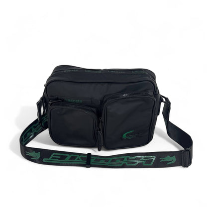 🖤 Lacoste Black Crossbody Bag with Green Logo – Unisex Sporty Style
