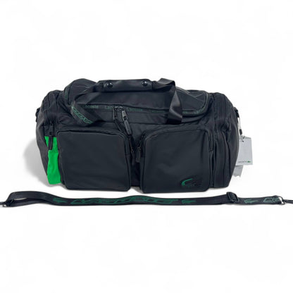 🖤 Lacoste Black Duffel Bag with Green Logo – Sporty Travel & Gym Bag