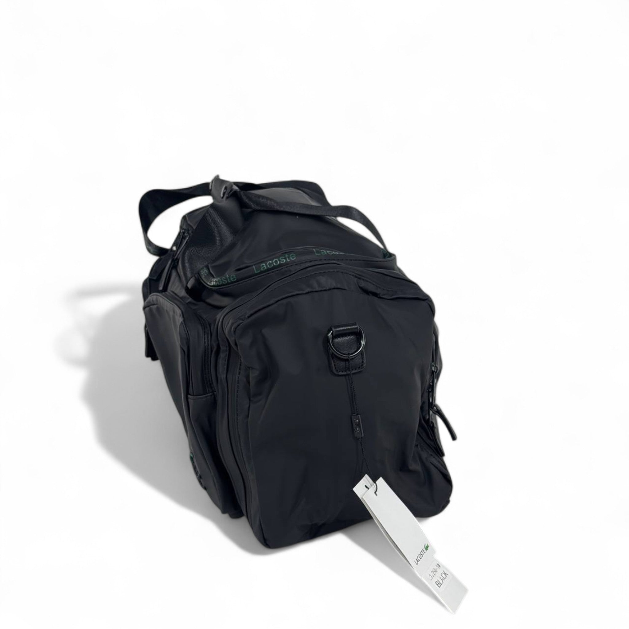 🖤 Lacoste Black Duffel Bag with Green Logo – Sporty Travel & Gym Bag