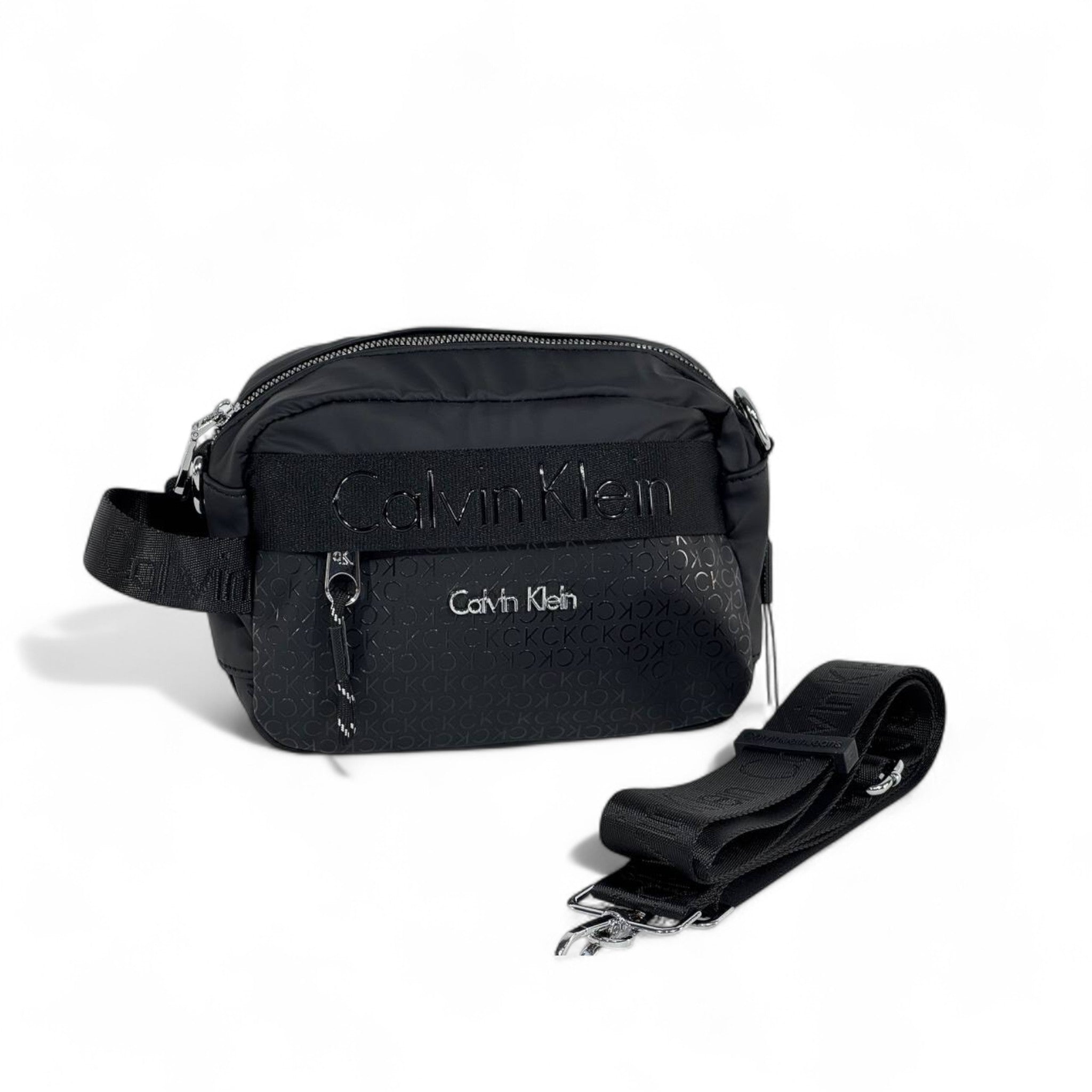 🖤 Calvin Klein Black Monogram Crossbody Bag – Unisex Minimalist Style