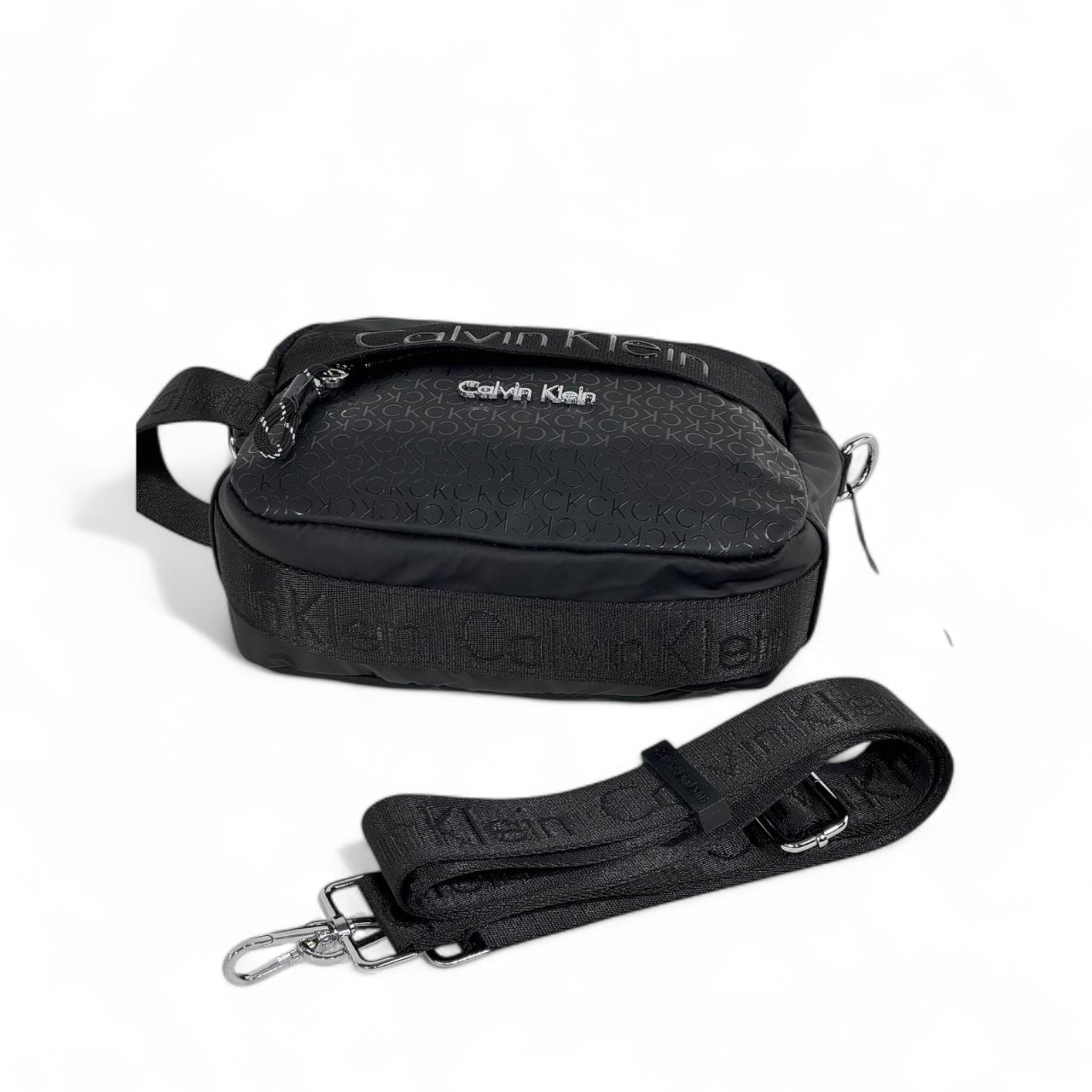 🖤 Calvin Klein Black Monogram Crossbody Bag – Unisex Minimalist Style