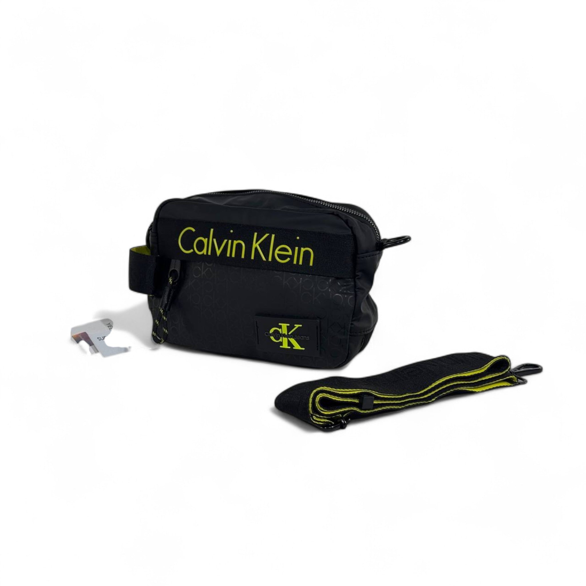 ⚫💛 Calvin Klein Black & Neon Yellow Crossbody Bag – Bold Unisex Streetwear