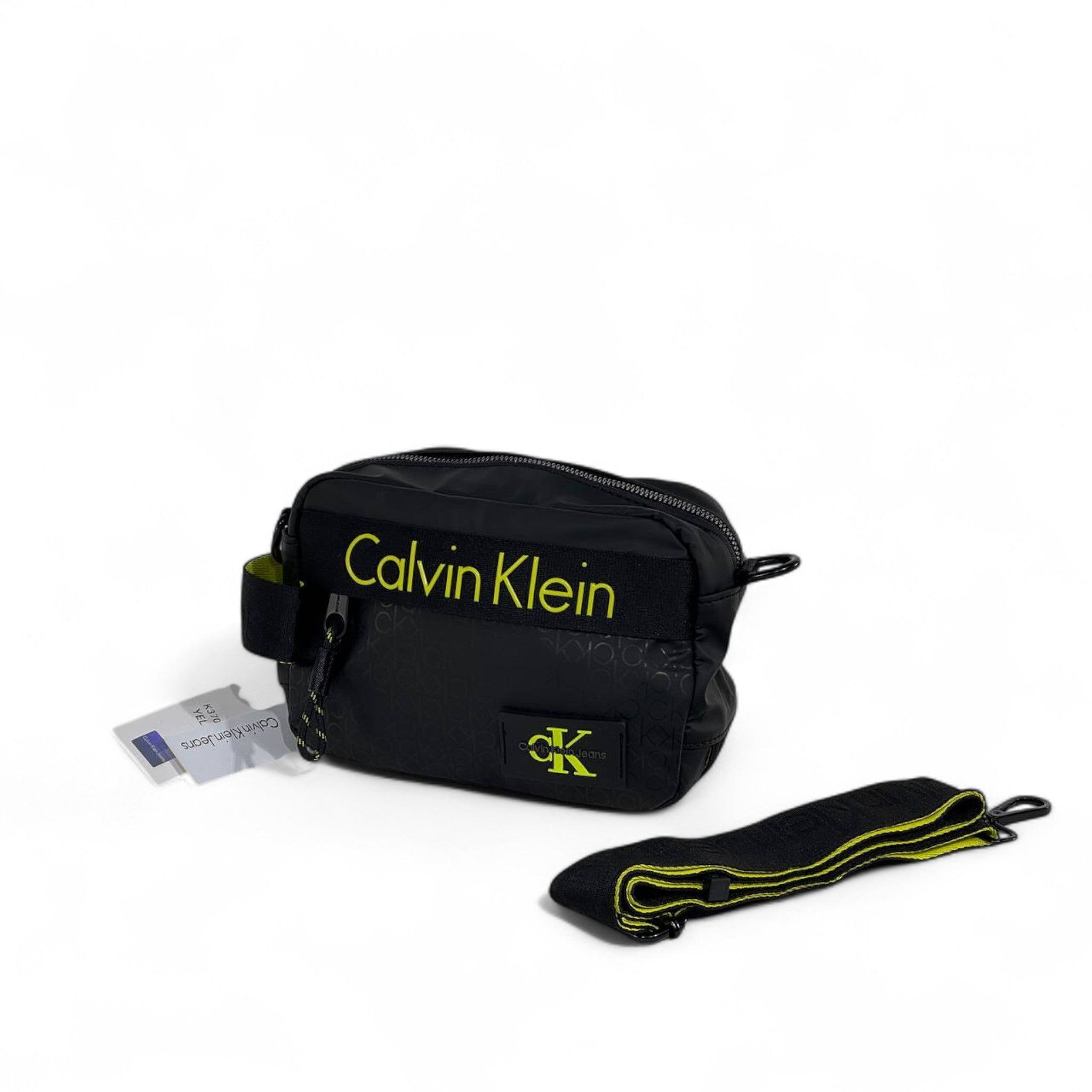⚫💛 Calvin Klein Black & Neon Yellow Crossbody Bag – Bold Unisex Streetwear
