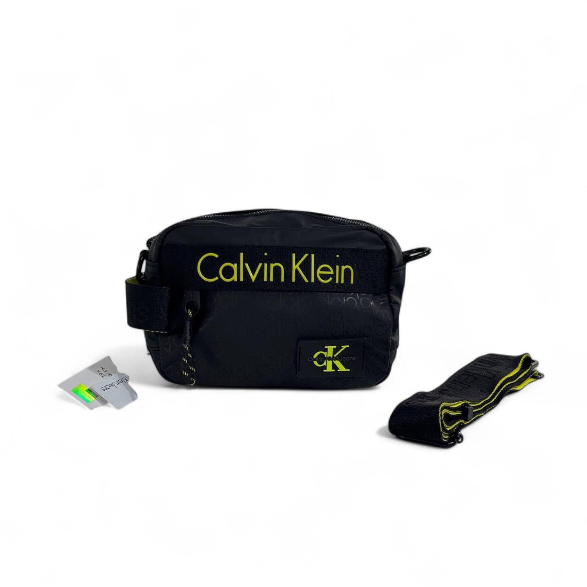 ⚫💛 Calvin Klein Black & Neon Yellow Crossbody Bag – Bold Unisex Streetwear