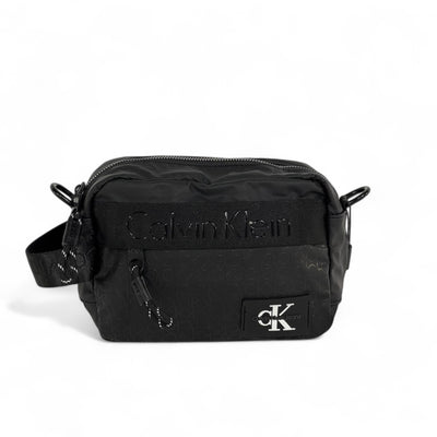 Calvin Klein All-Black Monogram Crossbody Bag – Minimalist Unisex Style