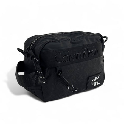 🖤 Calvin Klein All-Black Monogram Crossbody Bag – Minimalist Unisex Style