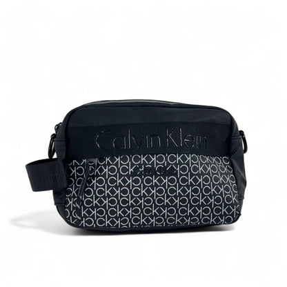 🖤 Calvin Klein Black & Grey All-Over Monogram Crossbody Bag – Unisex Streetwear