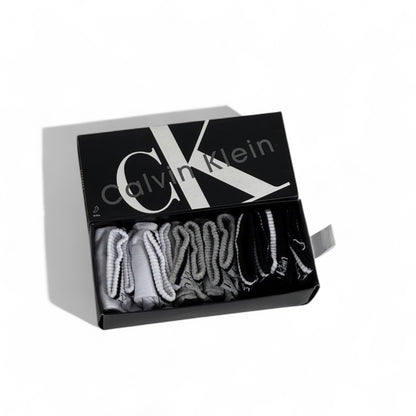 ✨ Calvin Klein Ankle Socks Set – 6 Pairs (Black, White, Grey) with Gift Box