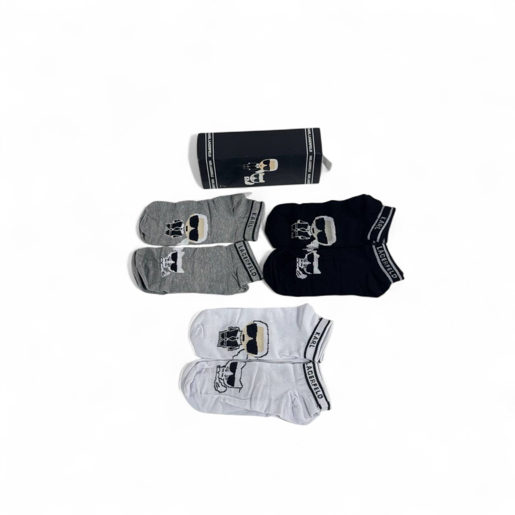 🕶️ Karl Lagerfeld Low-Cut Socks Set – 6 Pairs (White, Grey, Black) ✨