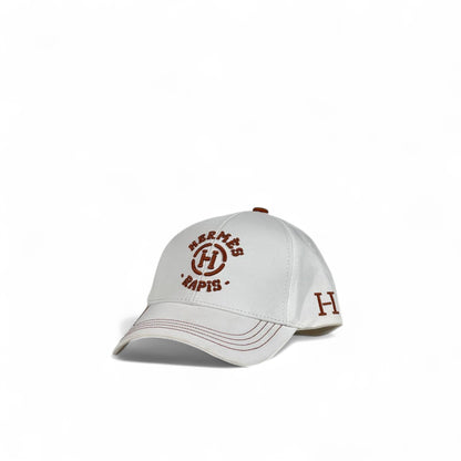 Hermès Style White Embroidered Logo Cap 🤍 | Luxury Fashion Accessory