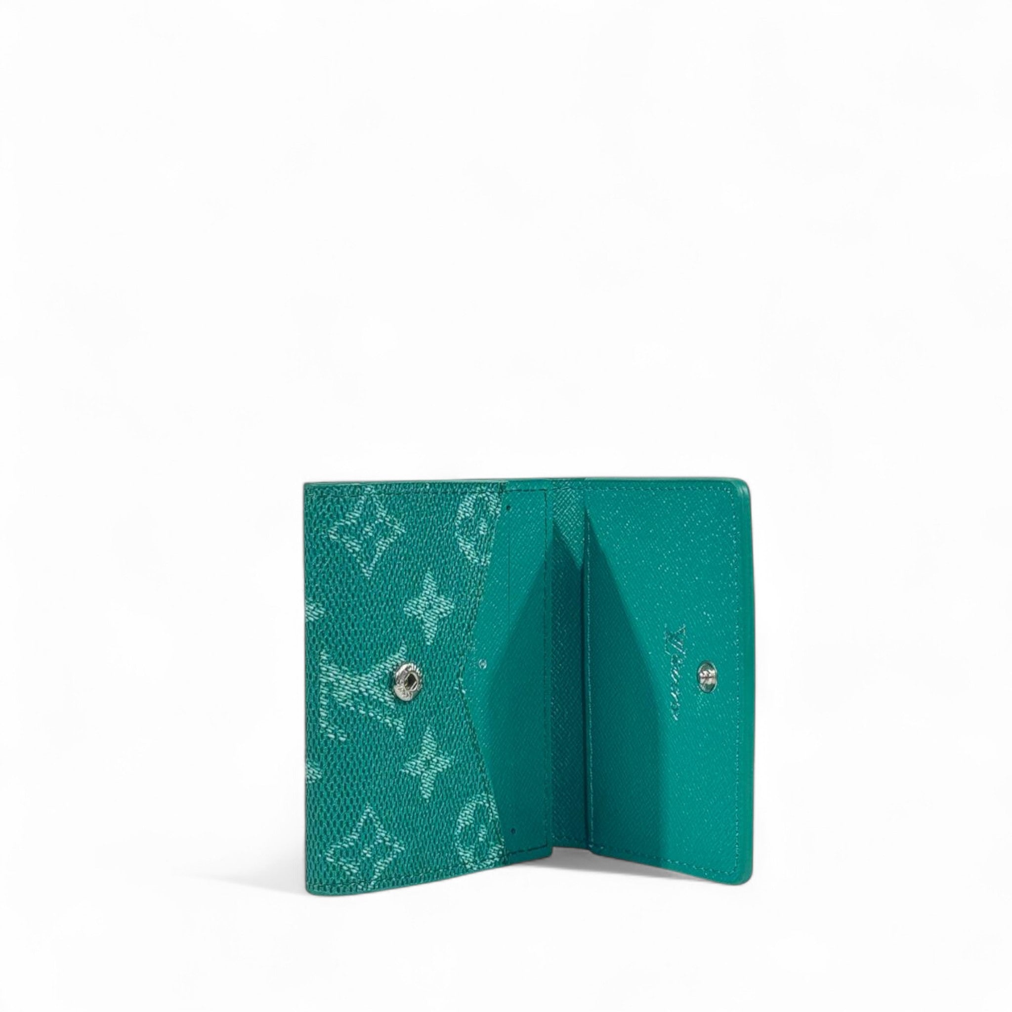 💚 Louis Vuitton Green Monogram Canvas Card Holder – Limited Edition Luxury