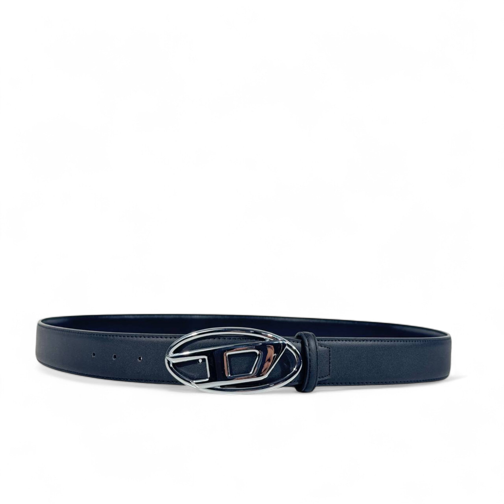 🖤 Diesel Black Leather Belt with Signature Oval Buckle – Unisex Luxury