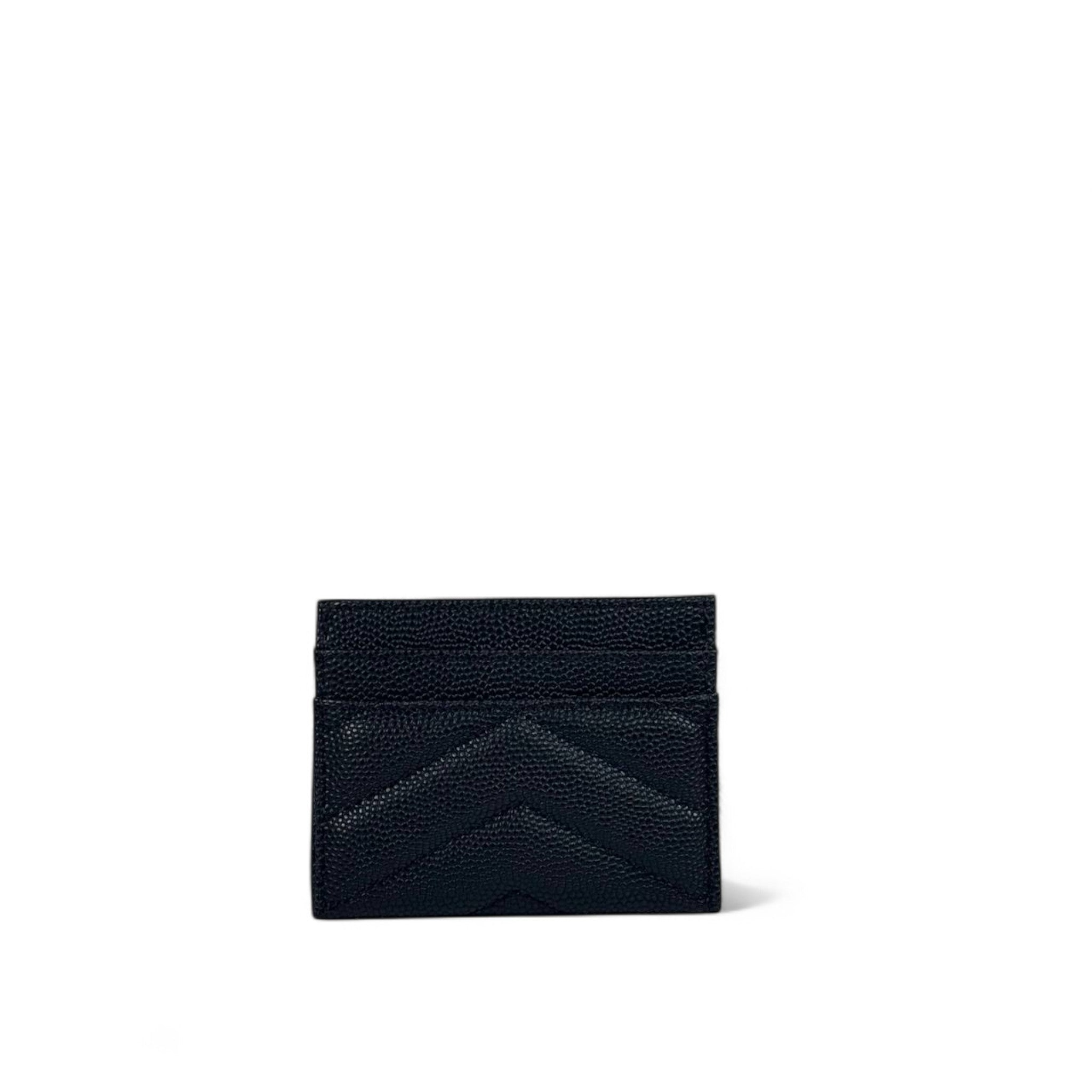 🖤 Saint Laurent Black Textured Leather Card Holder – YSL Monogram