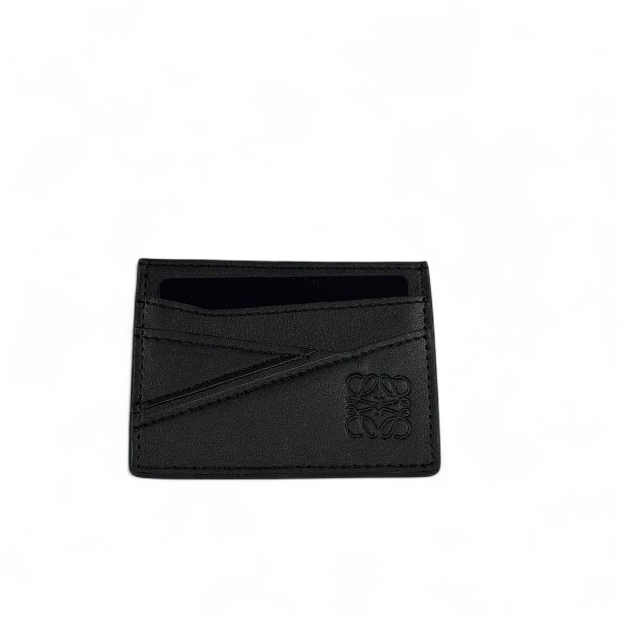 🖤 Loewe Black Leather Card Holder – Embossed Anagram Logo