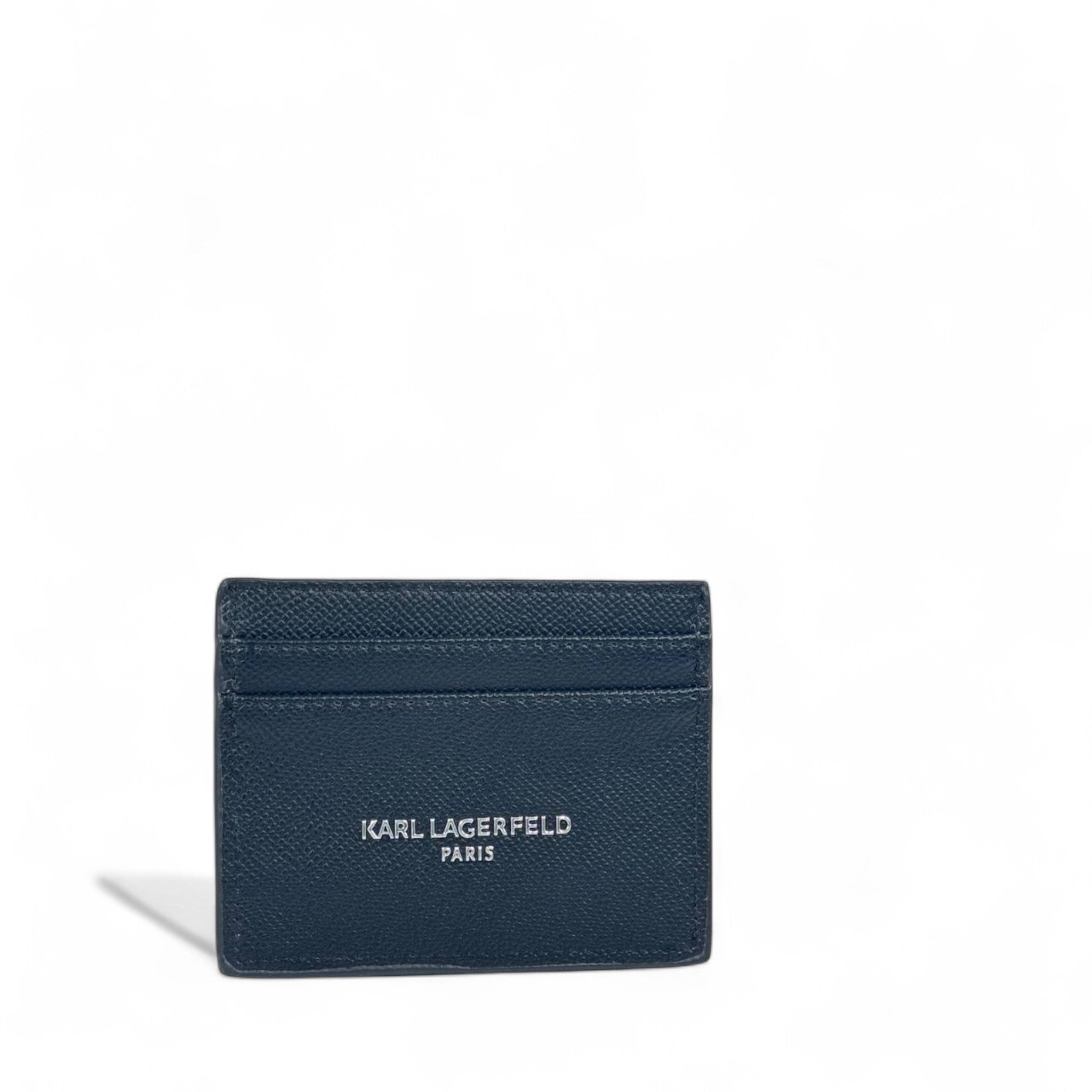 🖤 Karl Lagerfeld Black Leather Card Holder – Cartoon Karl Motif
