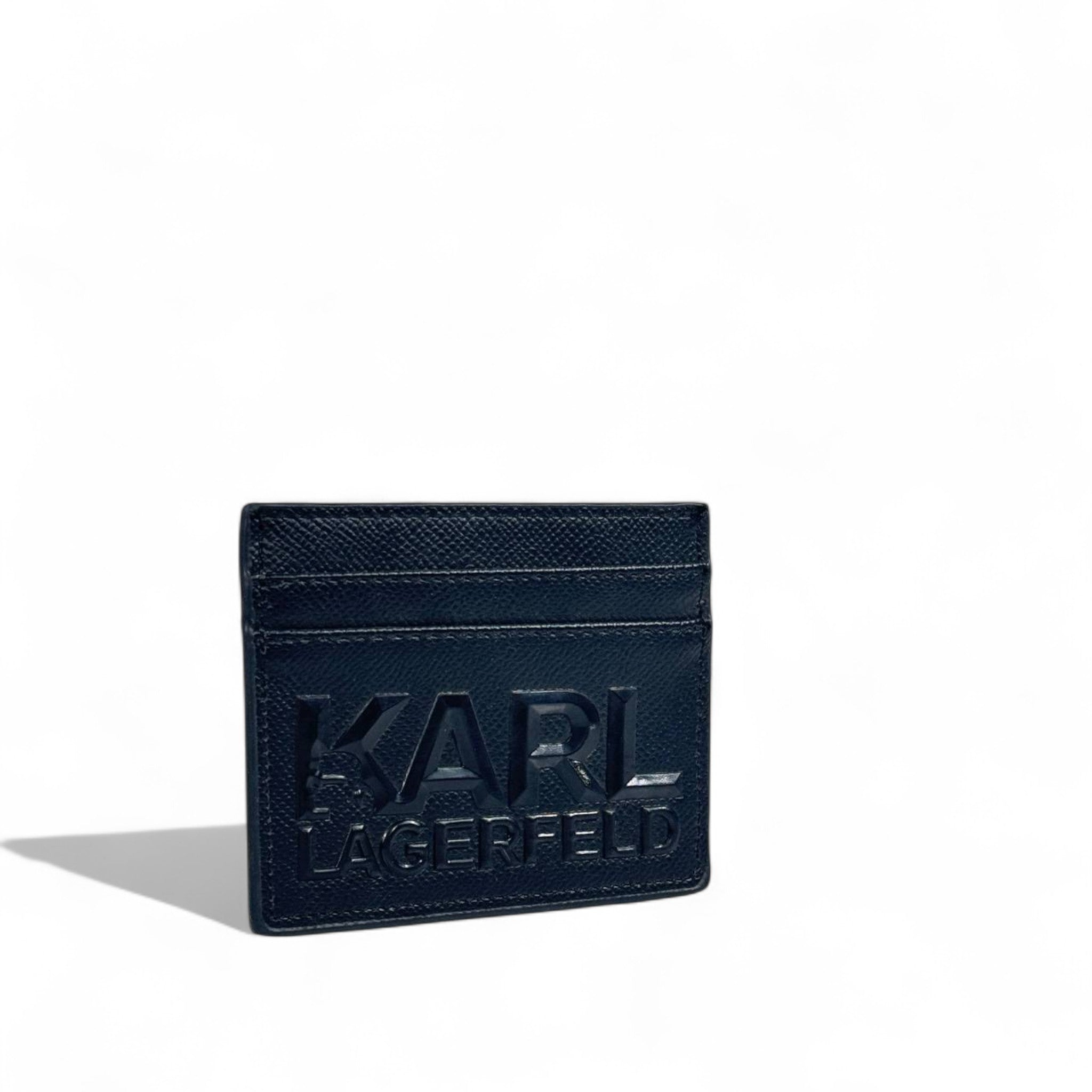 🖤 Karl Lagerfeld Black Leather Card Holder – Embossed Logo Design