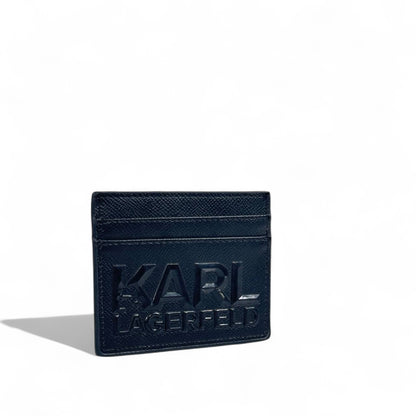🖤 Karl Lagerfeld Black Leather Card Holder – Embossed Logo Design