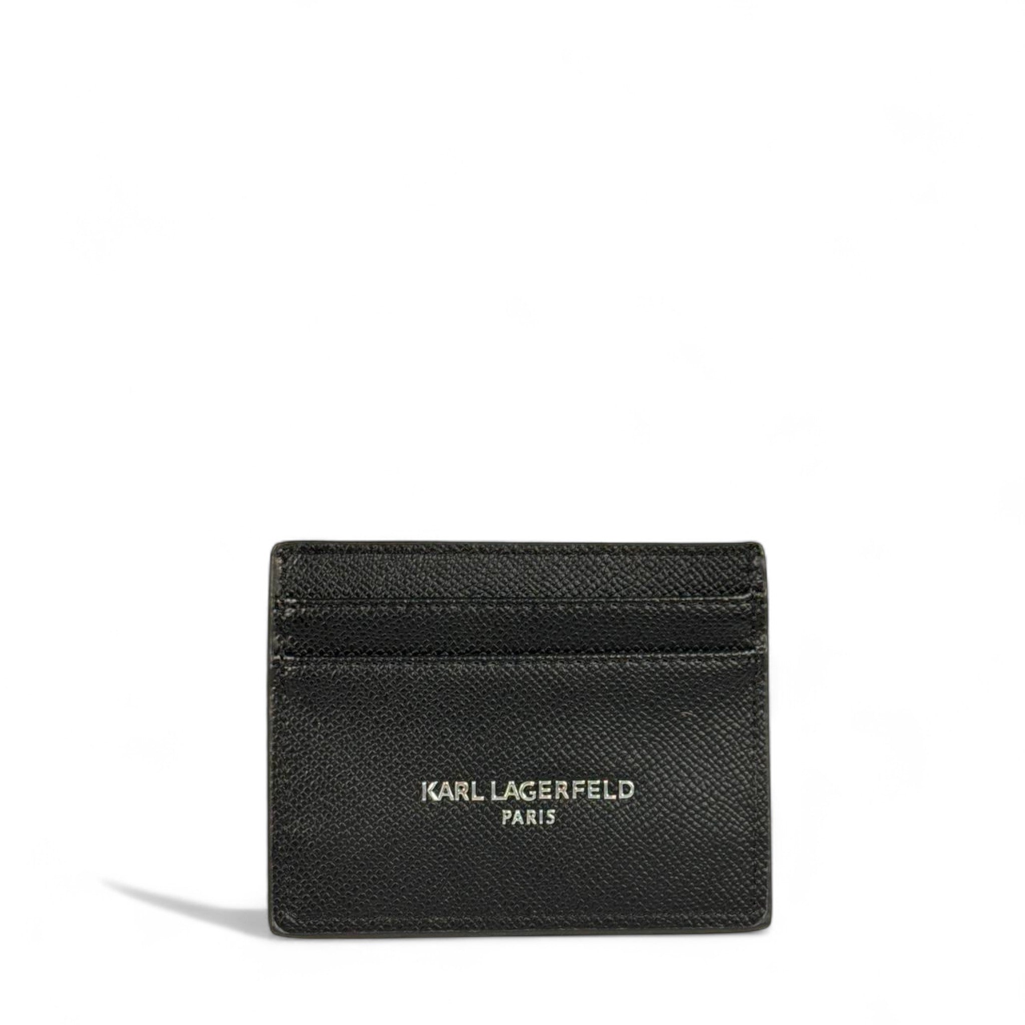 🖤 Karl Lagerfeld Black Leather Card Holder – Embossed Logo Design