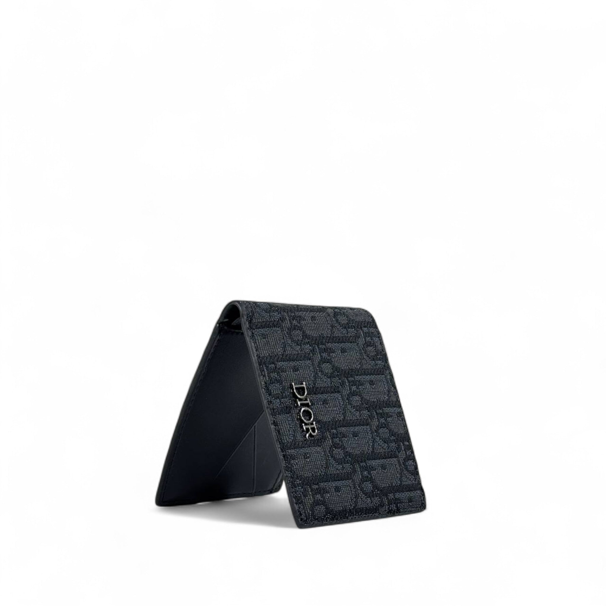 💙 Dior Blue Oblique Canvas Bifold Wallet – Silver Logo