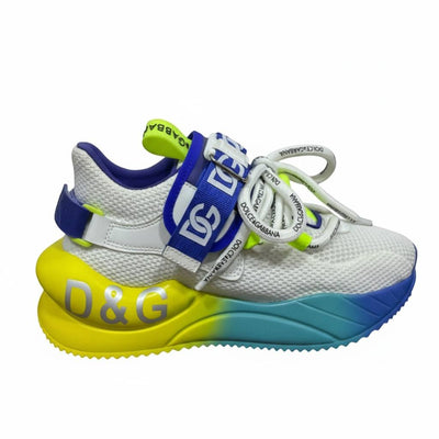 Dolce & Gabbana White Neon Gradient Sneakers 🤍💛💙 | Bold Luxury Street Vibes 👟🔥