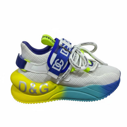 Dolce & Gabbana White Neon Gradient Sneakers 🤍💛💙 | Bold Luxury Street Vibes 👟🔥