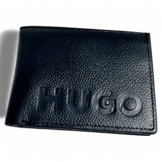 Hugo Boss Black Textured Leather Wallet with Embossed Logo