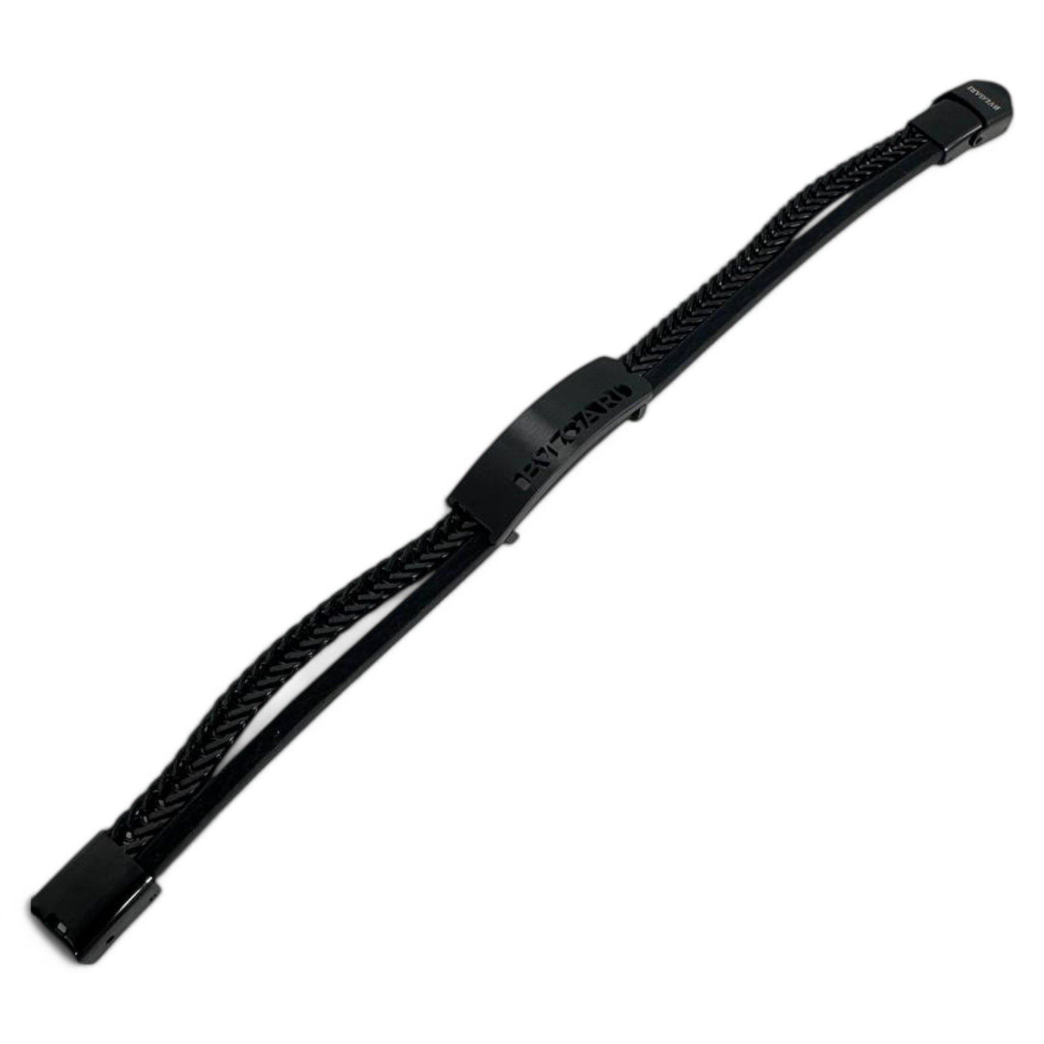 Versace-Inspired Black Braided Leather Bracelet