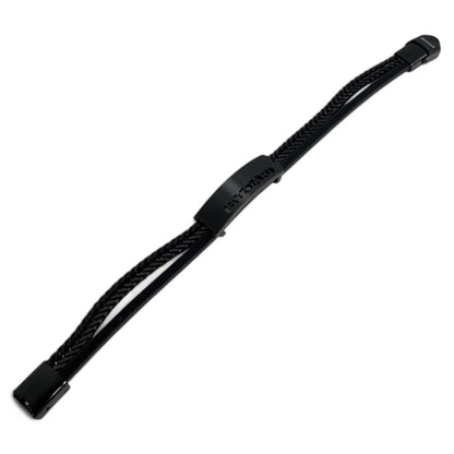 Versace-Inspired Black Braided Leather Bracelet