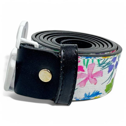 Gucci Floral Print Belt with Matte White GG Buckle