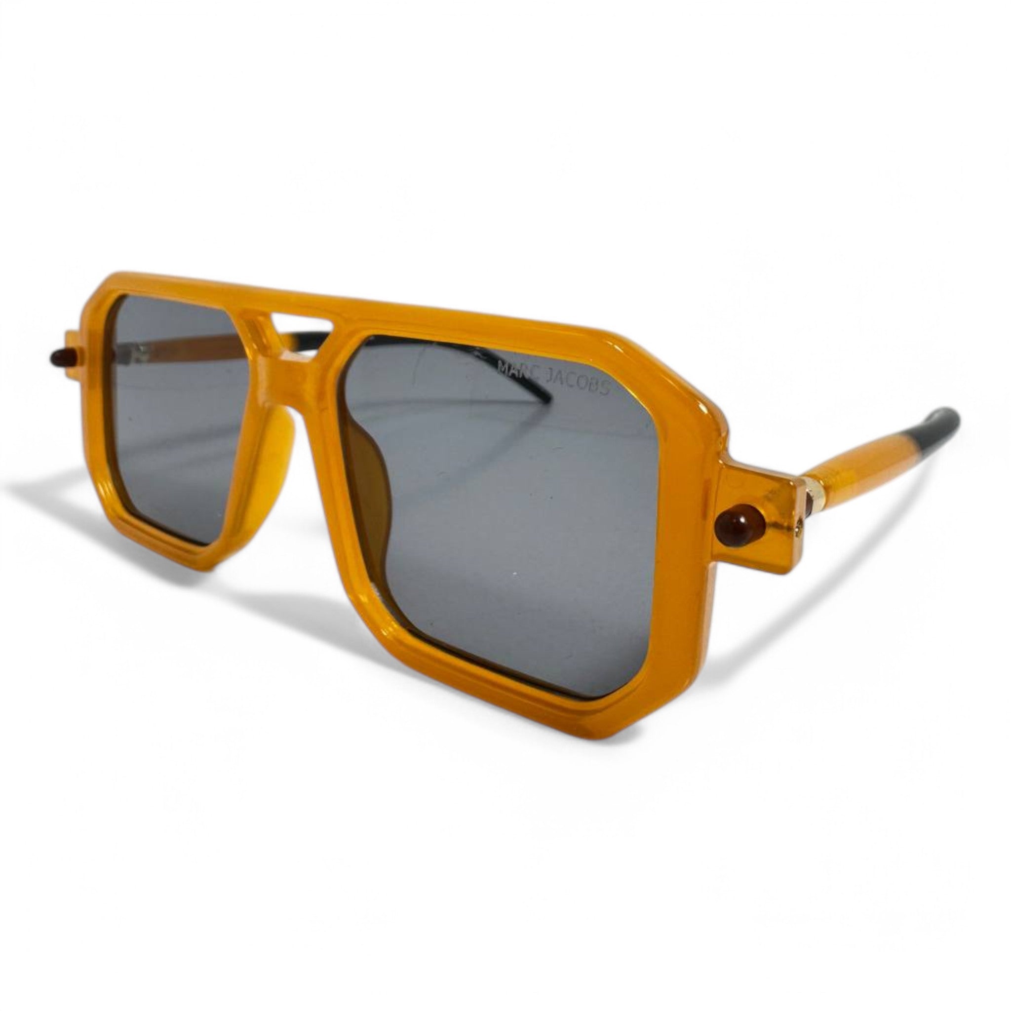 Marc Jacobs Geometric Sunglasses – Amber Frame with Dark Lenses
