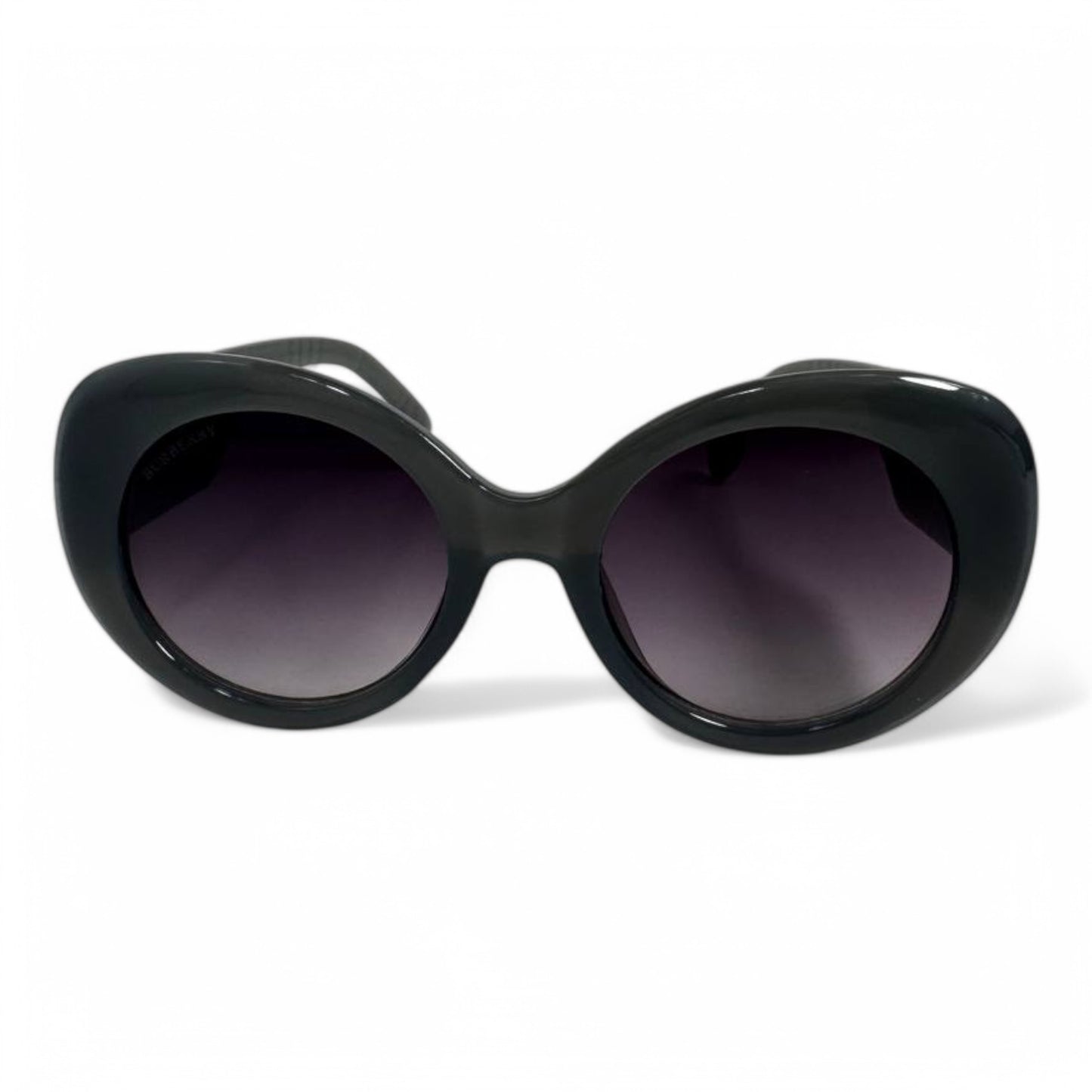 Burberry Oversized Round Sunglasses – Black Frame with Gold TB Logo