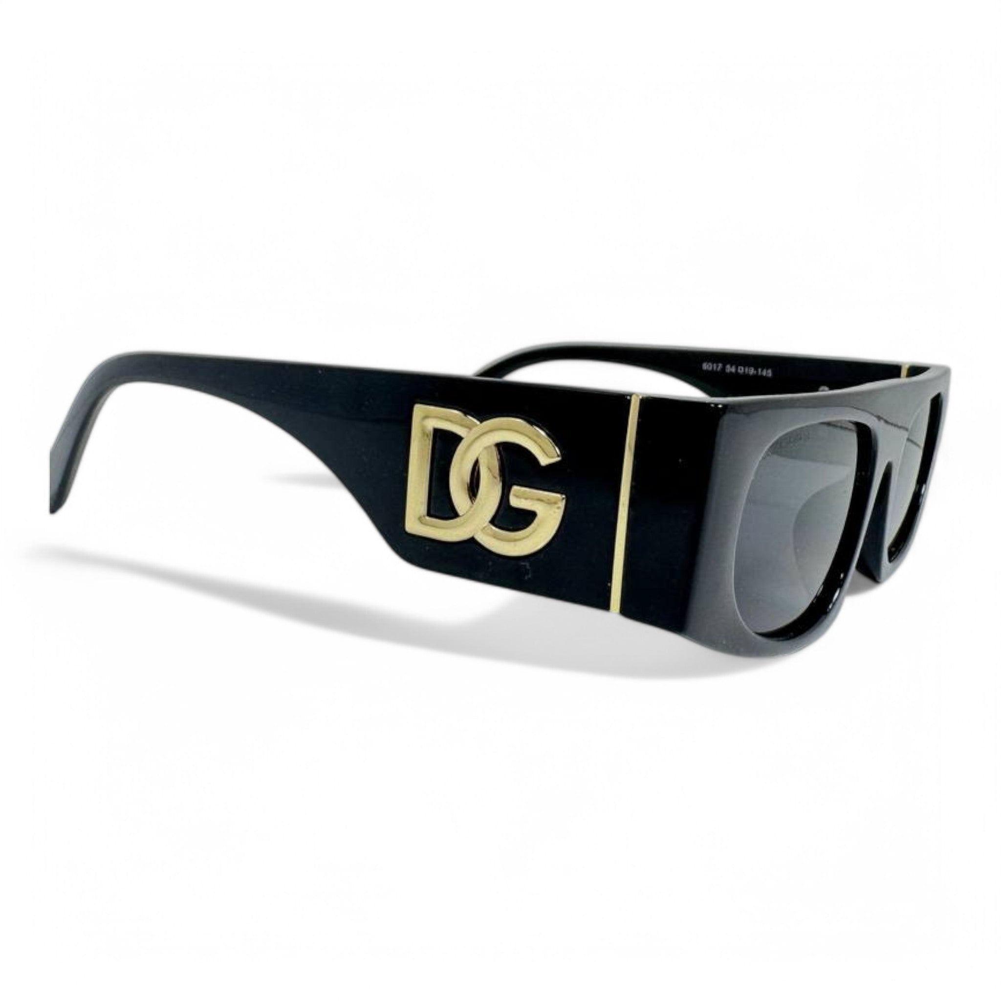 Dolce & Gabbana Oversized Black Sunglasses – Bold Square Frame with Gold DG Logo