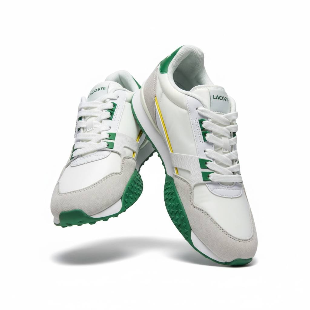 Lacoste White & Green Sneakers 🤍💚🐊 | Clean Sporty Elegance 👟✨