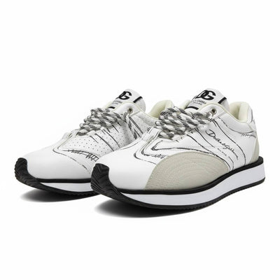 Dolce & Gabbana White Graphic Sneakers 🤍✍️🔥 | Luxury Statement Runner 👟✨