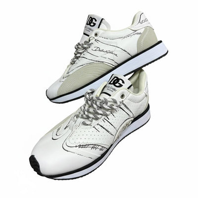Dolce & Gabbana White Graphic Sneakers 🤍✍️🔥 | Luxury Statement Runner 👟✨